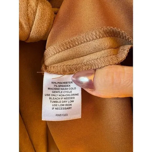 NEW Halogen belted tan faux suede tuxedo mini dress size XS - Picture 10 of 11